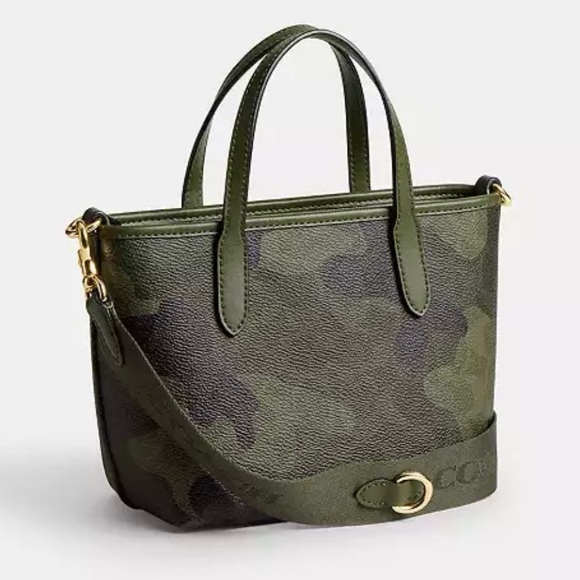 NWT ❤️ COACH CITY MINI TOTE BAG IN SIGNATURE CAMO PRINT CW033 Crossbody - Picture 11 of 12